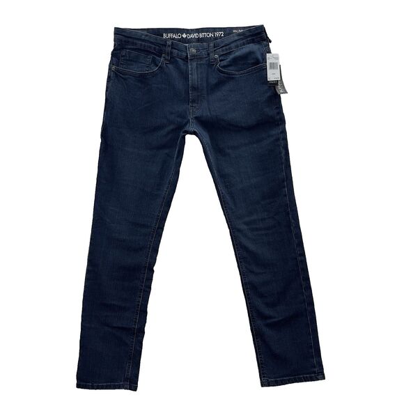 Buffalo David Bitton Ash-x Jeans Men's 33x30 Blue Dark Wash Slim Stretch Denim - Picture 1 of 11
